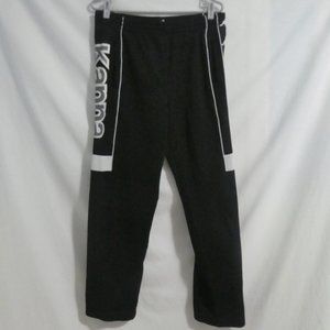 KAPPA, size small, black exercise / track pants w/ white Kappa logo / design EUC